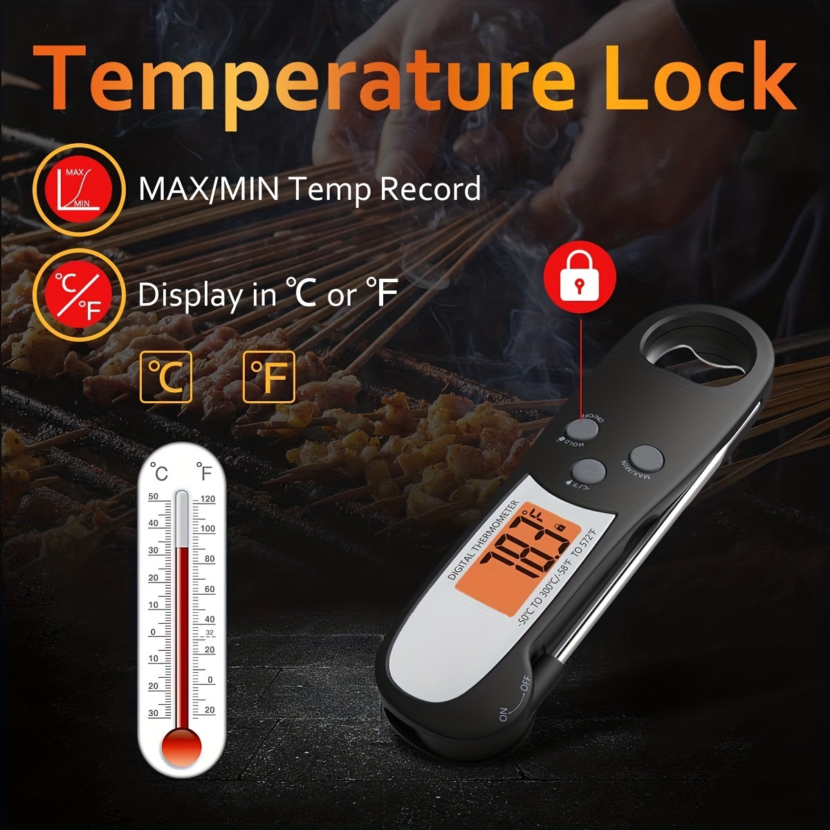 Digital Meat Thermometer With Probe Waterproof Kitchen Instant Read Food  Thermometer For Cooking Baking Liquids Candy Grilling Bbq Air Fryer -  Industrial & Commercial - Temu