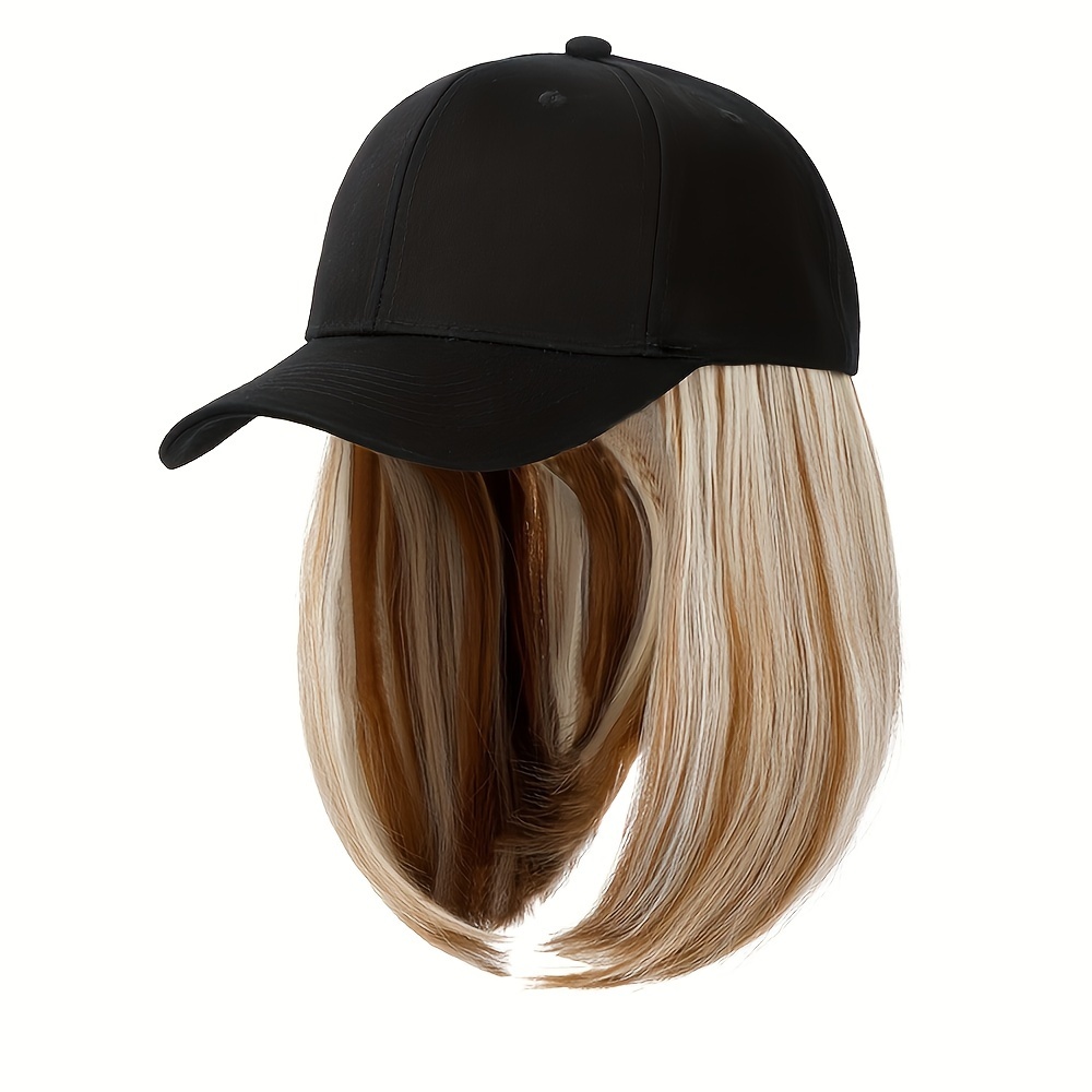 TEMU Hat Wig Women's Short Bob Wigs Baseball   With Synthetic Straight Hair Wig