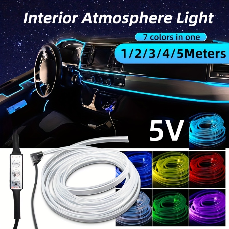 7 color Usb Plug Led Car Interior Lights Create A Vibrant - Temu