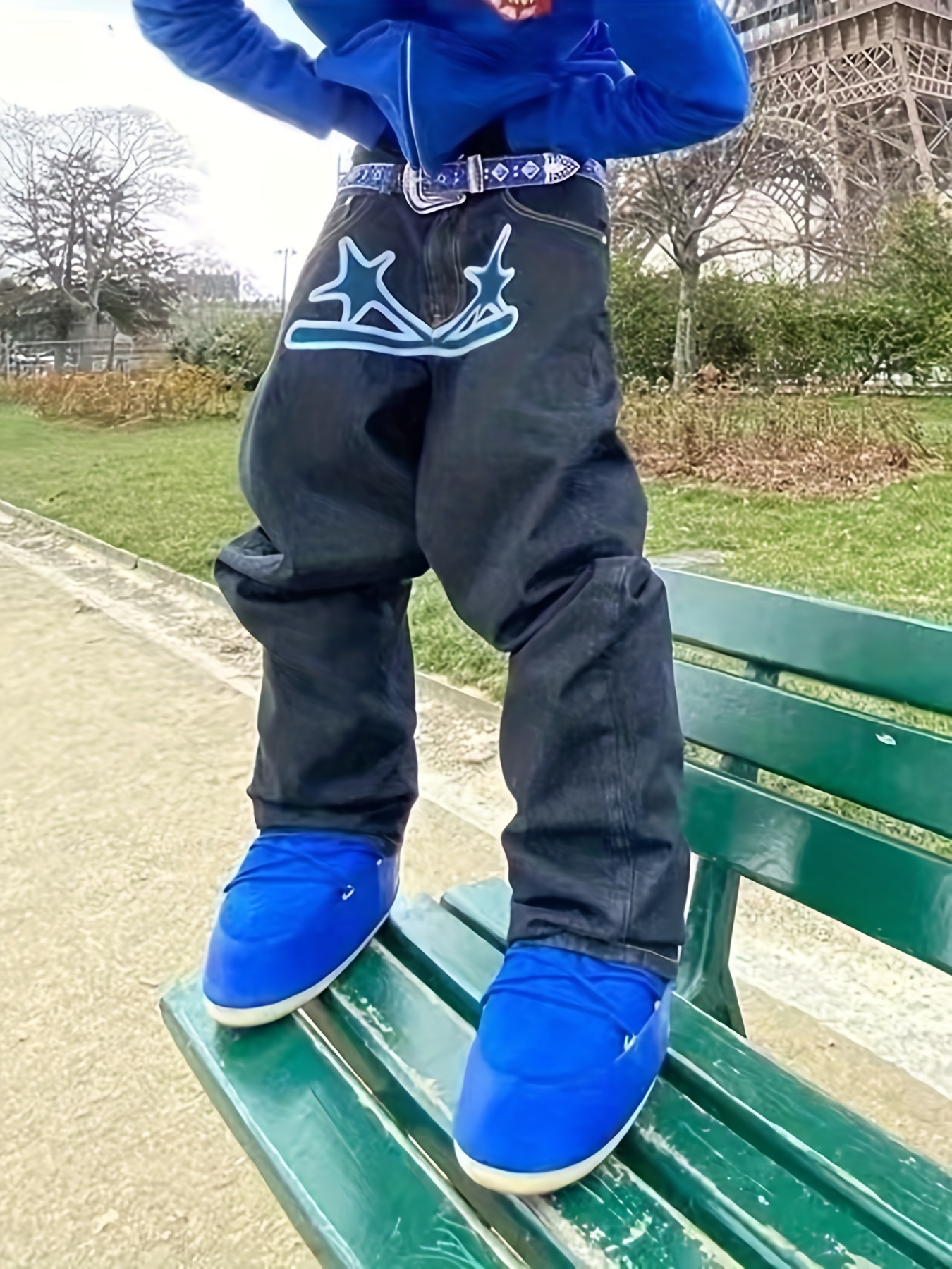 Jeans Hip Hop Baggy pour hommes pantalon de skateboard décontracté
