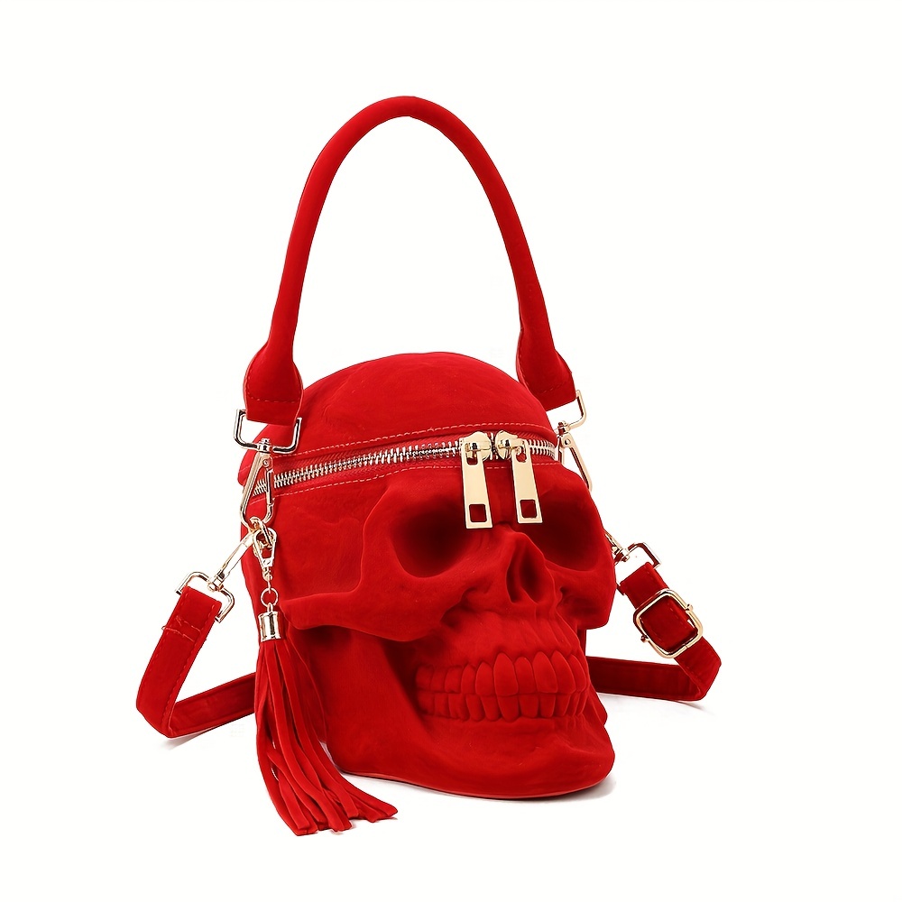 Mini Gothic Skull Shaped Novelty Bag Punk Y2k Velvet - Temu