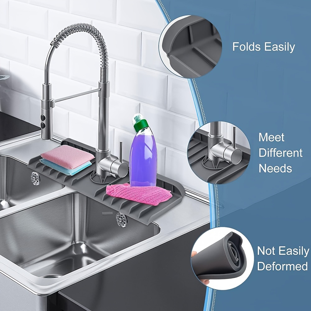 Silicone Sink Faucet Mat Protect Your Countertop And Dishes - Temu