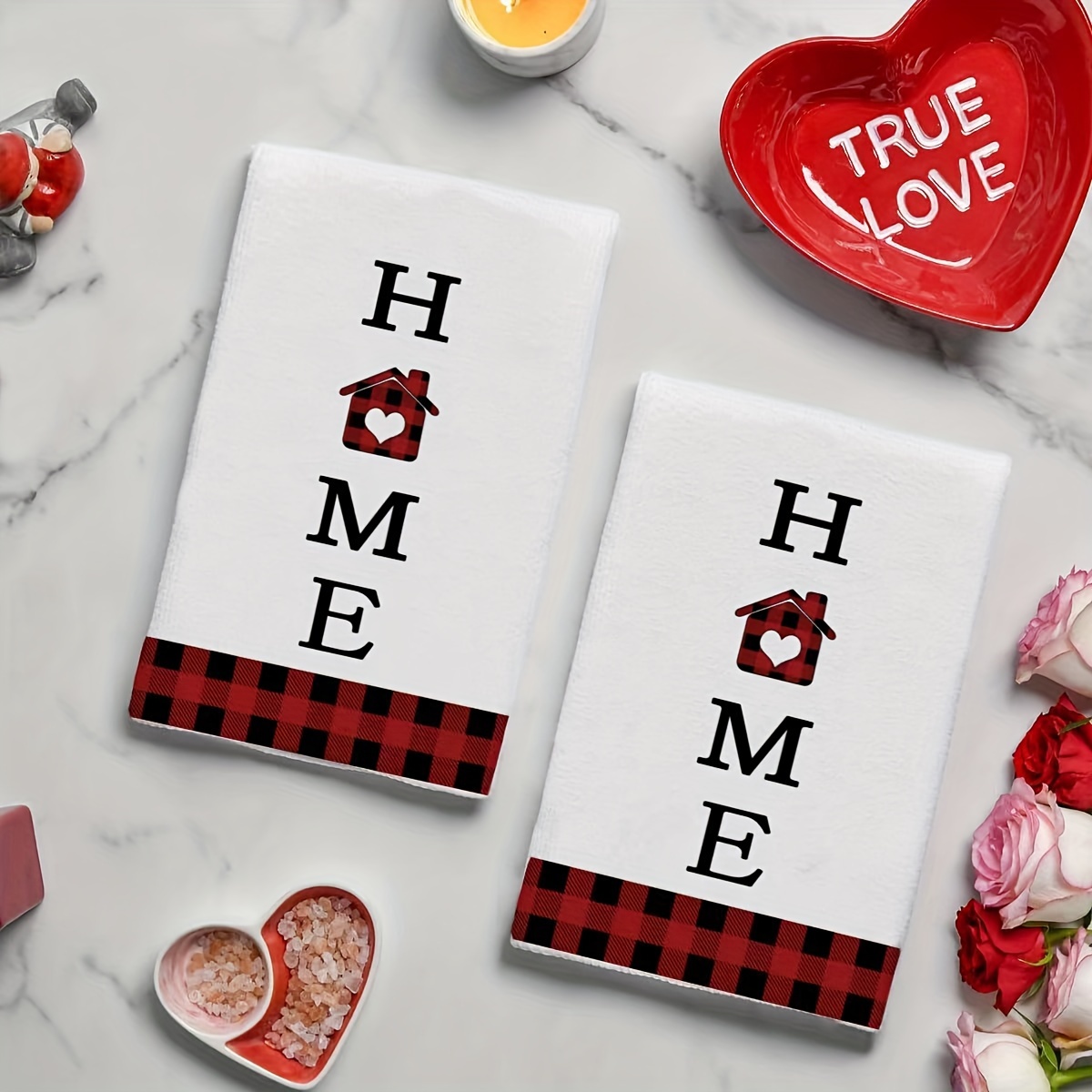 2 Pack Of Valentine's Day Kitchen Towels, Simple And Cute Plaid Pattern,  Valentine's Day Holiday Decorative Kitchen Towels With Love, Soft And  Skin-fr