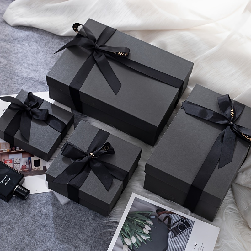 Scatola di cartone nera da 2 pezzi con coperchio scatole di imballaggio  regalo in carta dura forniture per feste di compleanno - AliExpress