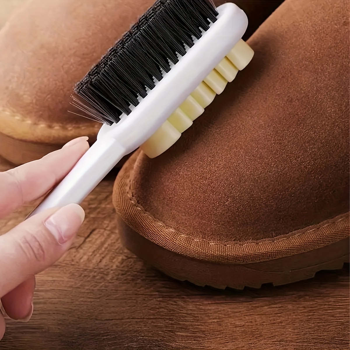 Double Sided Shoe Brush Anti Slip Rubber Brush Suede Leather - Temu