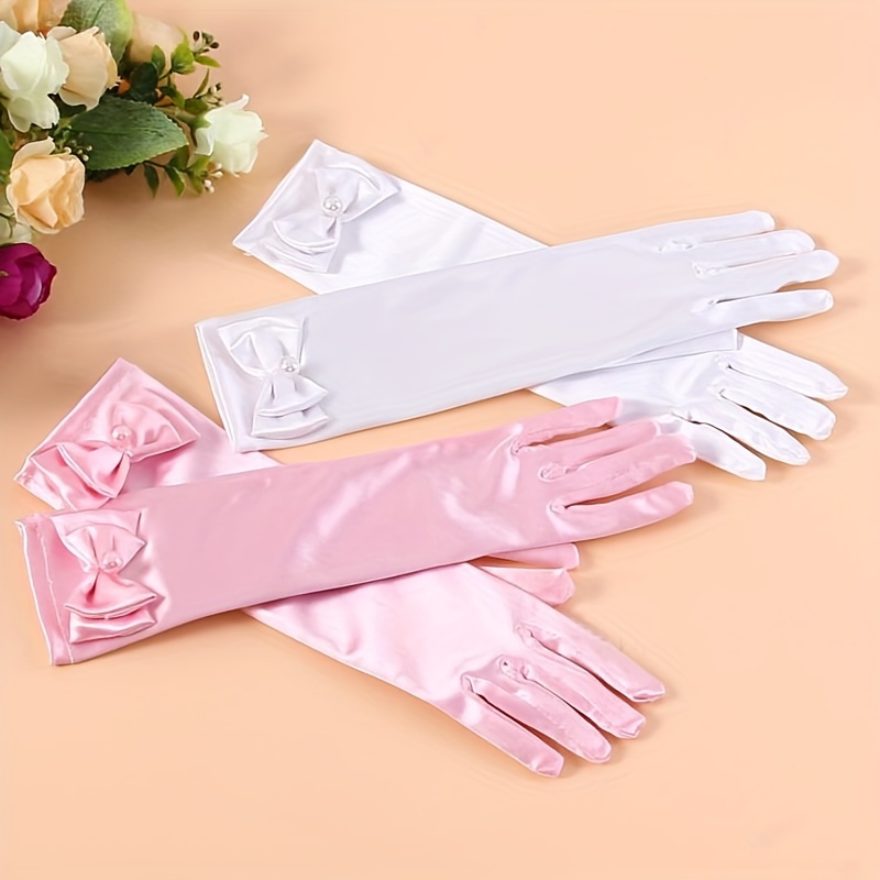 Guantes De Satén Elásticos Para Niña De Las Flores De - Temu