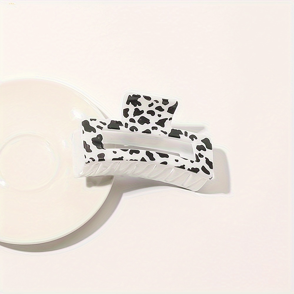 Ladies Cow Print Hollow Square Retro Hair Claw Clip