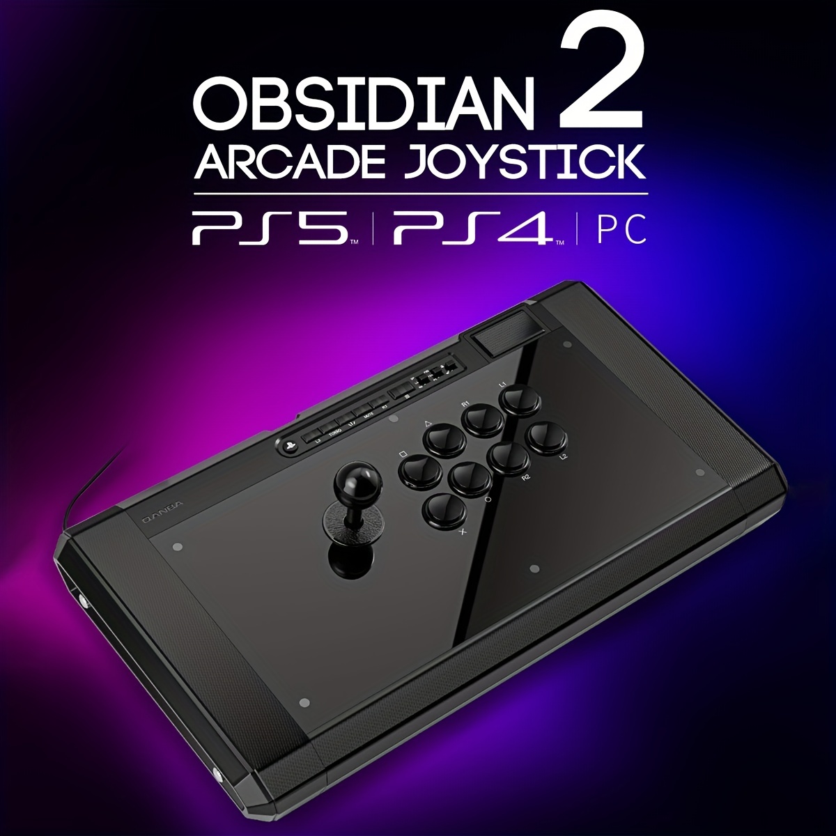 Qanba Q7 Obsidian2 Joystick for PlayStation 4 and PlayStation 5 and PC (Fighting Stick) Officially Licensed Sony Product