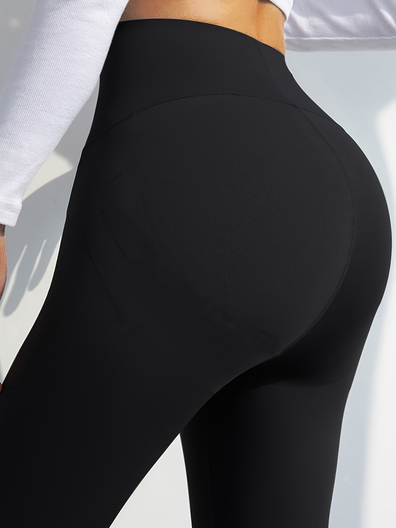 Leggings Yoga Lisos Elásticos Elevación Cadera Pantalones - Temu