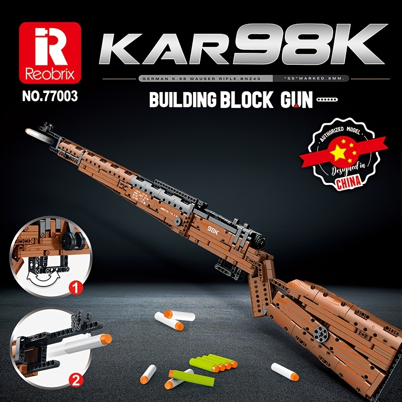 1082pcs Reobrix Toy Gun 98K Building Blocks Model Gift Boys