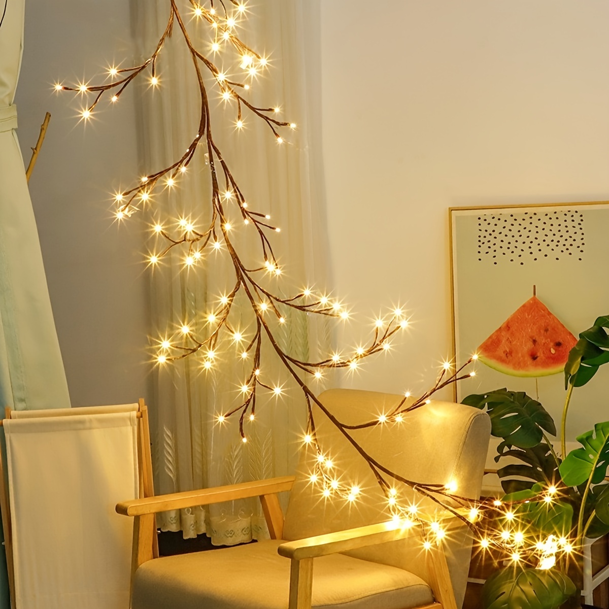 1pc vine light for room home decoration usb plug bendable branch lights 1 8m 5 9ft 96 led tree lights for holiday christmas party yard decor details 7