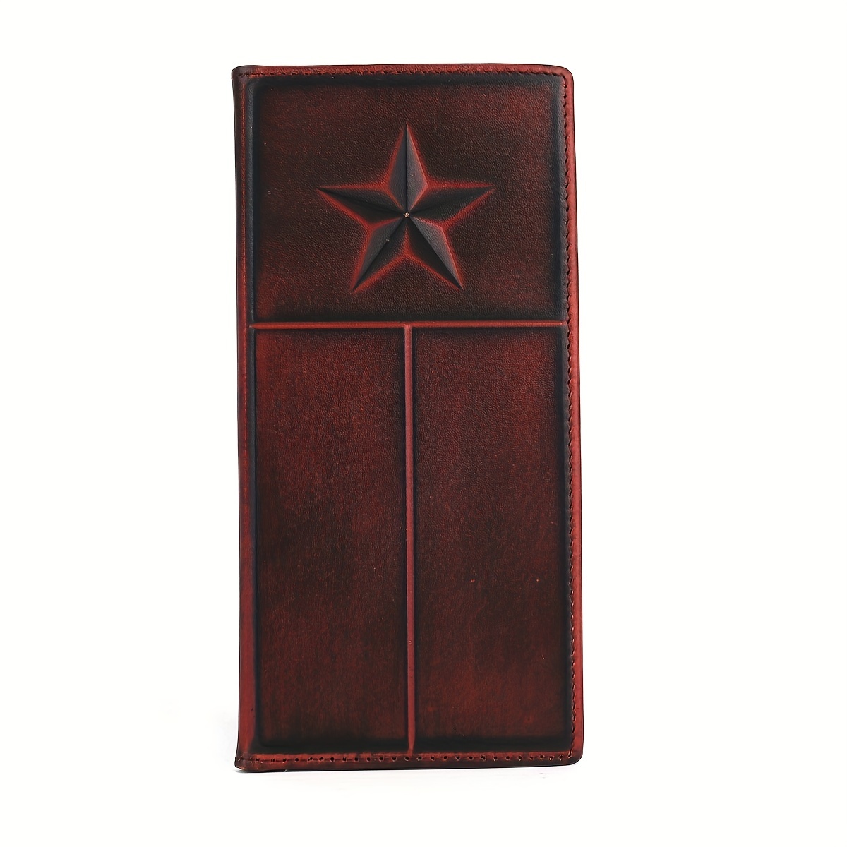 Cartera Larga De Piel Auténtica Para Hombre, Cartera Plegable De Vaquero  Occidental Con Estrella Vintage En Relieve, Tarjetero De Gran Capacidad -  Temu