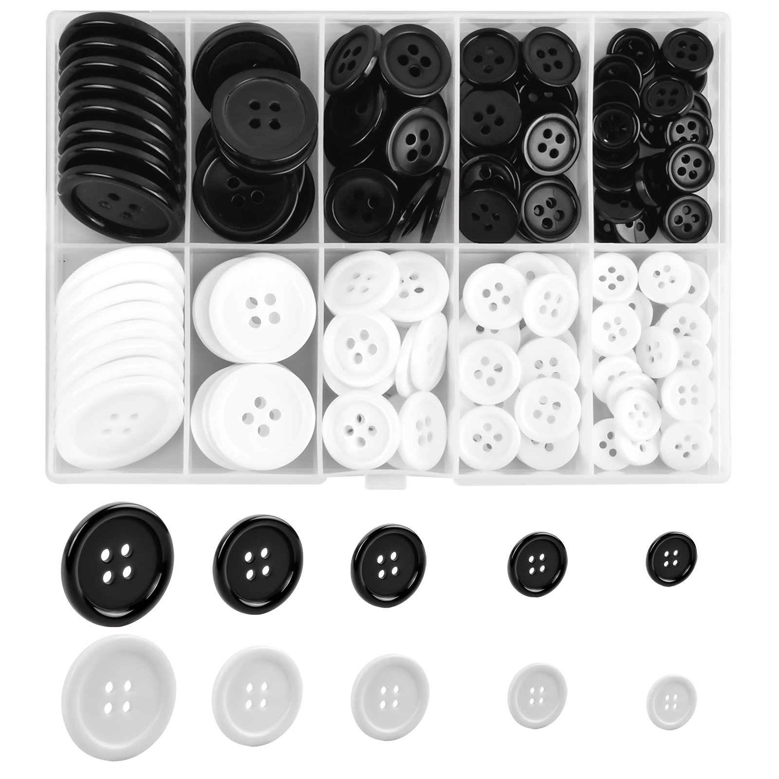 Buttons Black White Round Resin Shirt Button Wide Edge 4 - Temu
