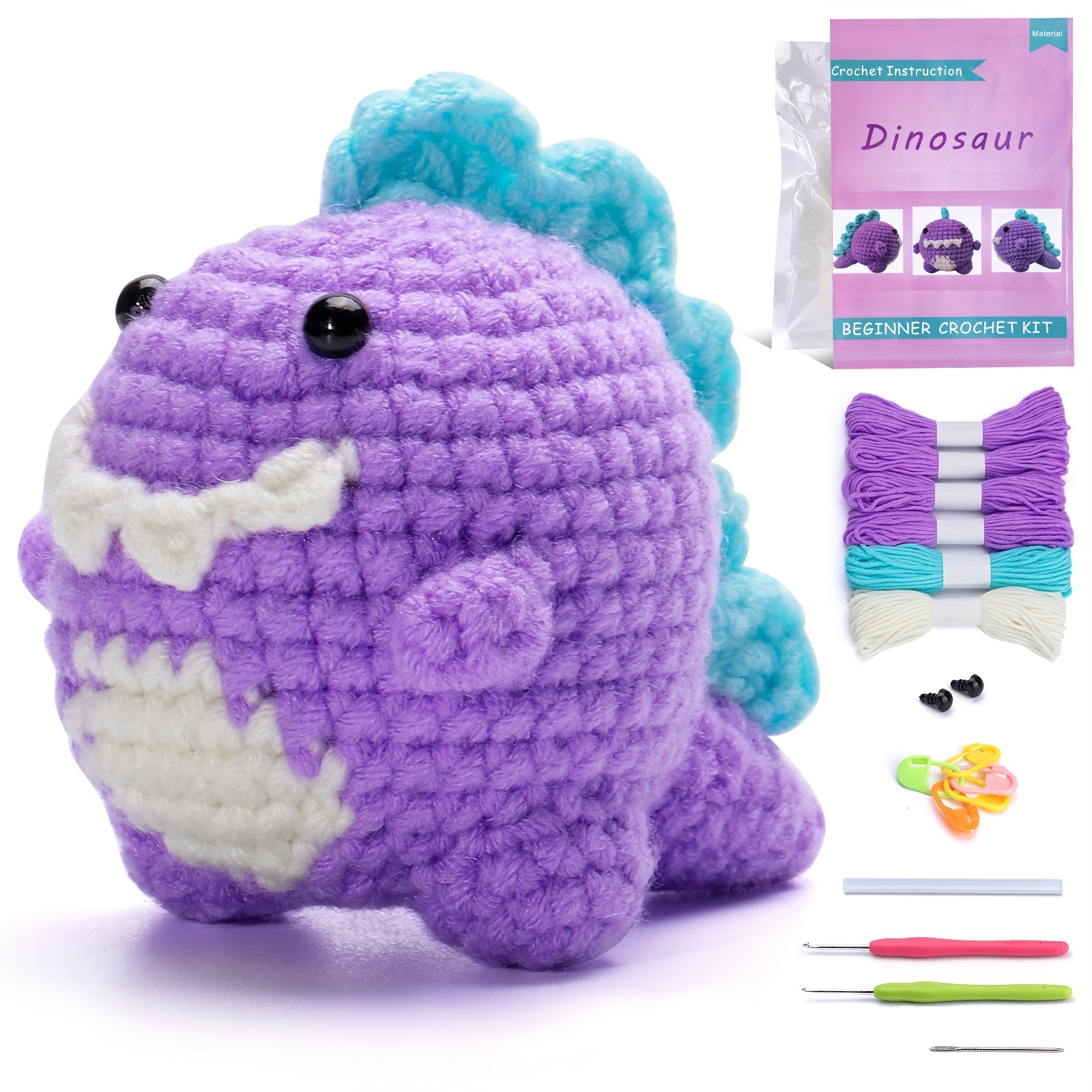 Green Dinosaur Crochet Kit For Beginners Beginner Crochet - Temu