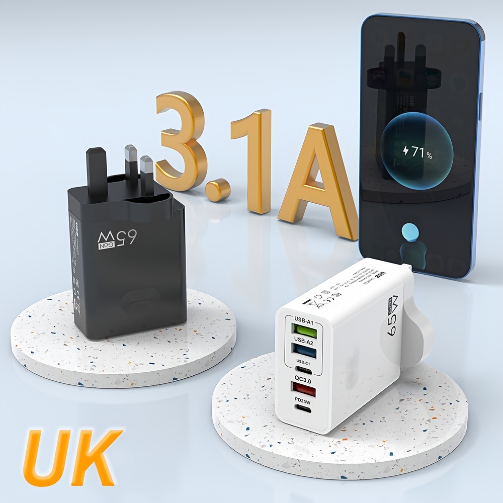 65w pd fast charger with multiple ports pd 3 usb ports adapter for quick charging of all phones british standard details 5