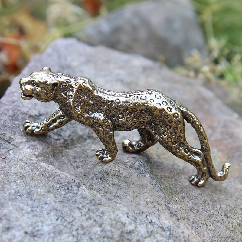 Solid Copper Cheetah Miniatures Figurine, Brass Animal Leopard