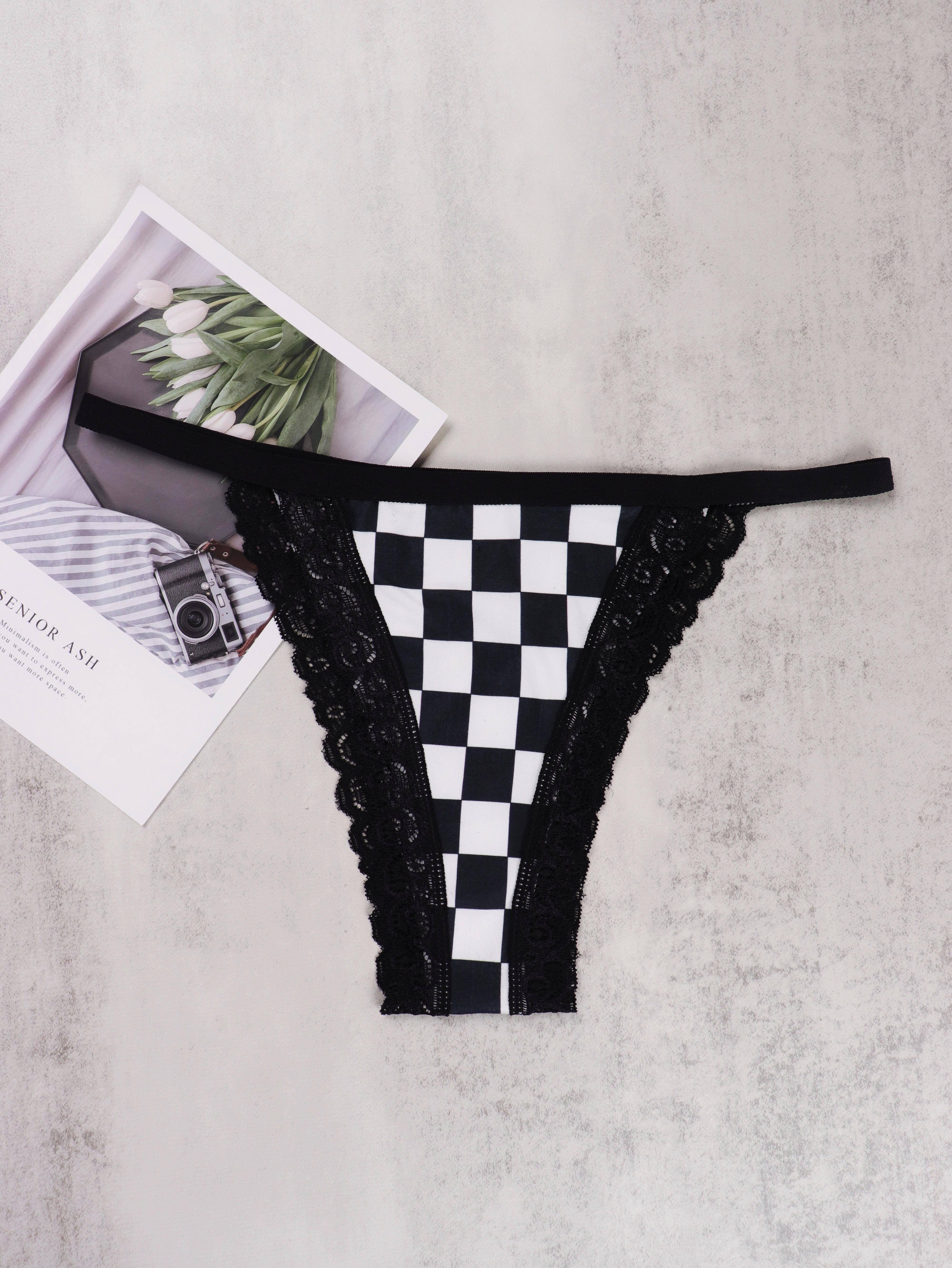 Plus Size Casual Underwear Women's Plus Chessboard Print - Temu