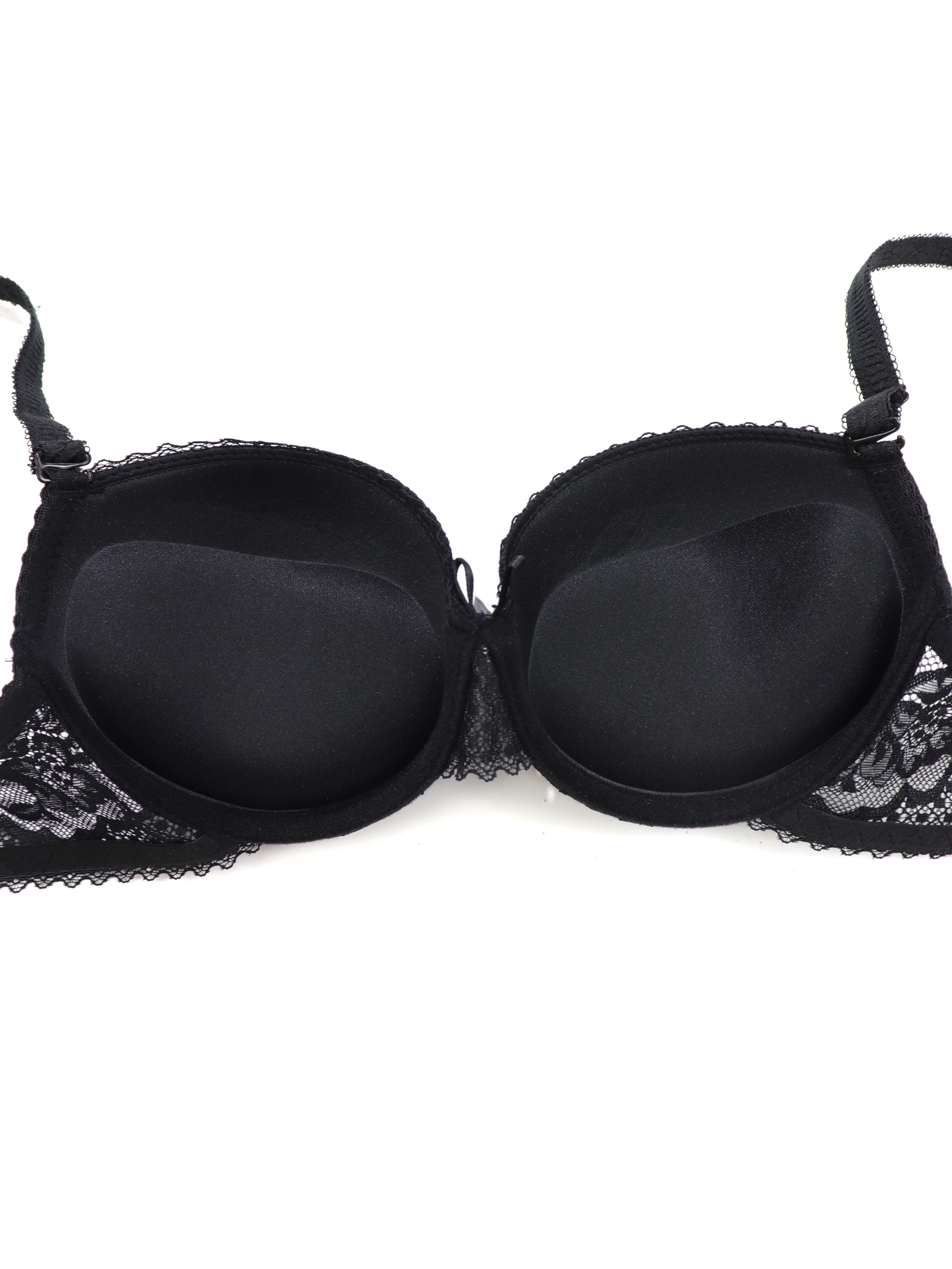 2pcs Contrast Lace Push Up Bras, Comfy & Breathable Intimates Bra, Women's  Lingerie & Underwear