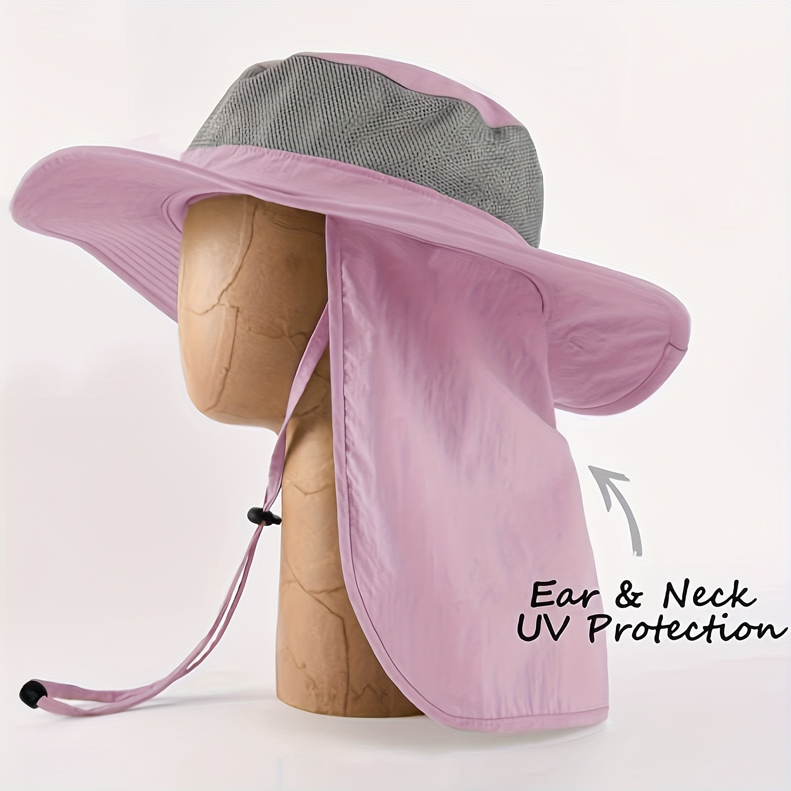 Men Sun Protection Hiking Fishing Cap Summer Adjustable Bucket Hat Outdoor  Wide Brim Headgear Mesh Breathable