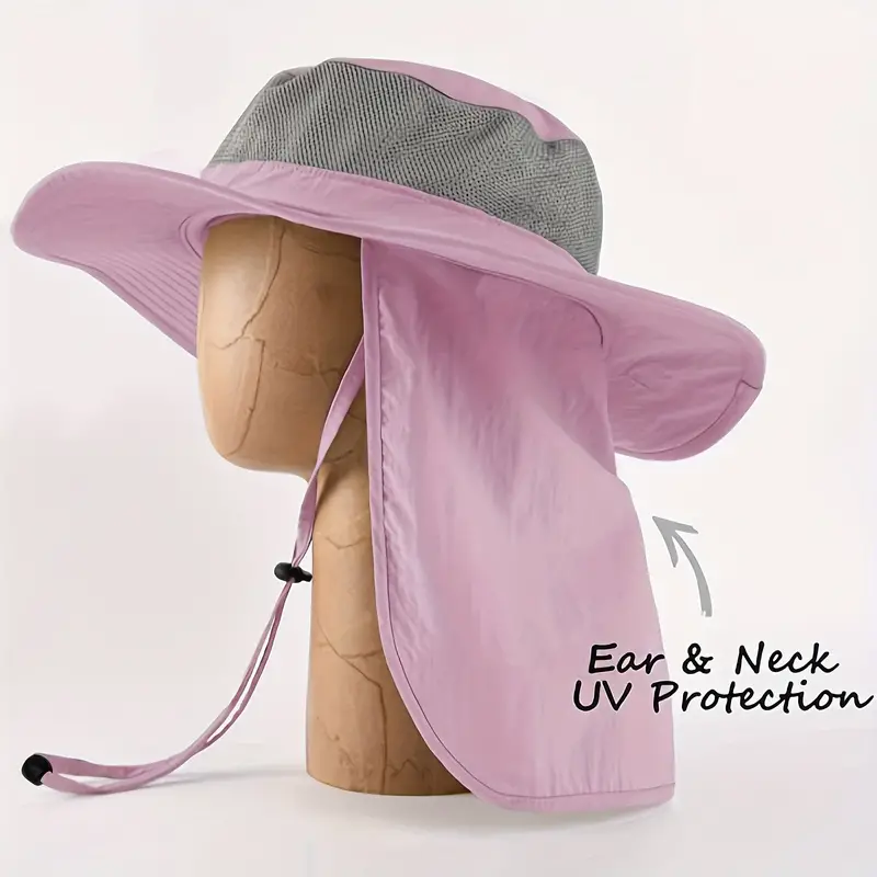 Upf 50+ Sun Hat Neck Flap Mesh Breathable Boonie Hats Men - Temu
