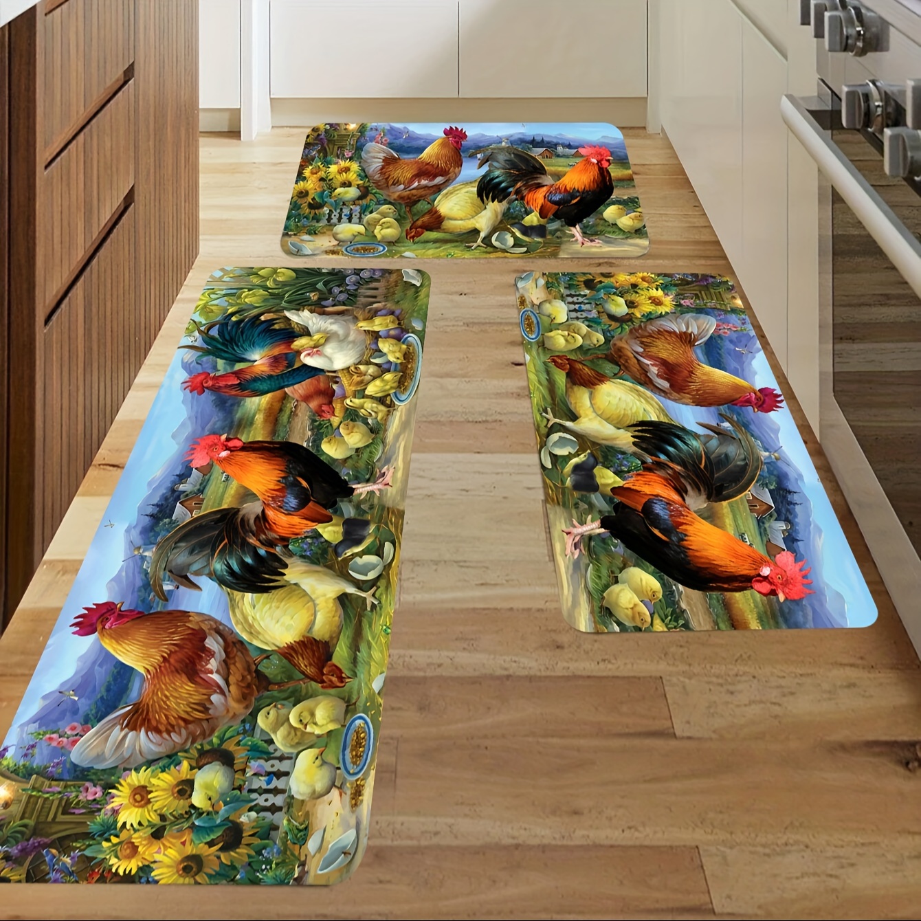 1pc Alfombra Cocina Patrón Flores Gallo Alfombra Área - Temu Chile