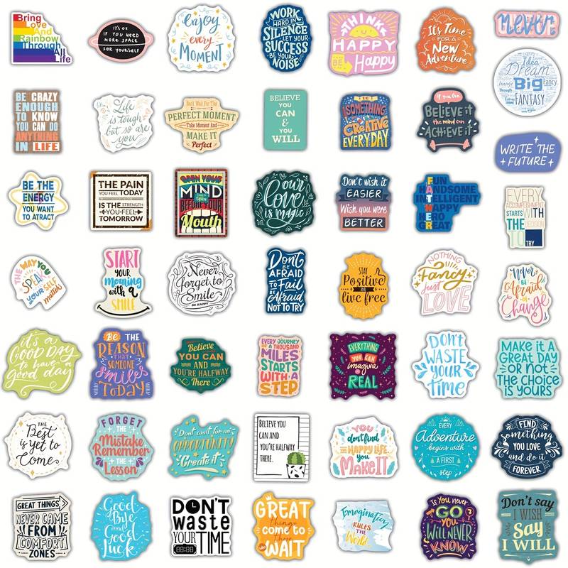 Set Di 50 Adesivi Motivazionali Con Frasi Ispiratrici - Adesivi Positivi Per Bottiglie, Laptop, Scrapbooking, Decorazioni Fai Da Te