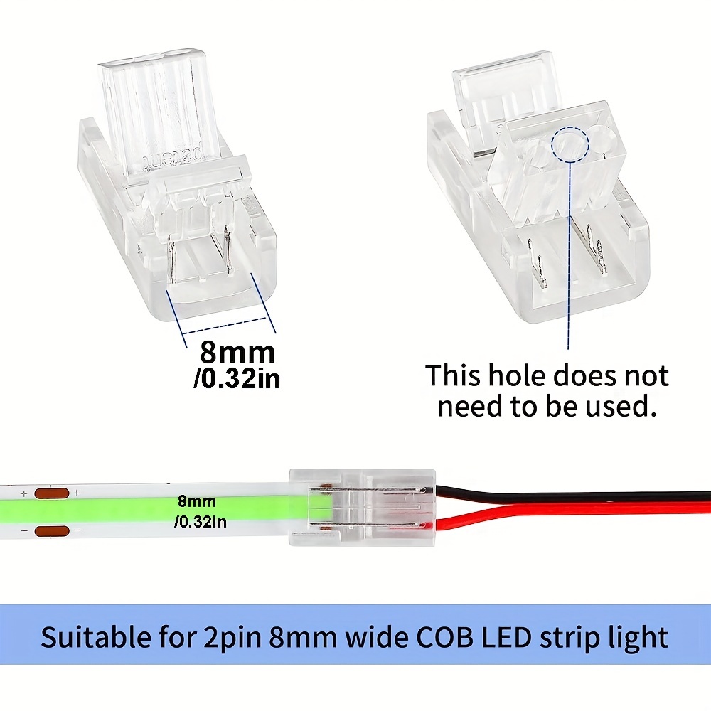 Seamless COB LED Strip Connector 2Pin Non-Waterproof IP20 Board-to-Board Gap-Free  splicer PCB Wire-to-Board Jumper with 20AWG Extension Cord (10MM) :  : Tools & Home Improvement