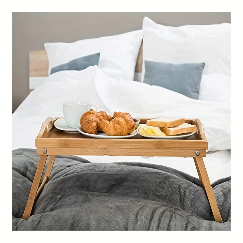 Bamboo Bed Tray Table Foldable Legs Breakfast Tray Aesthetic - Temu