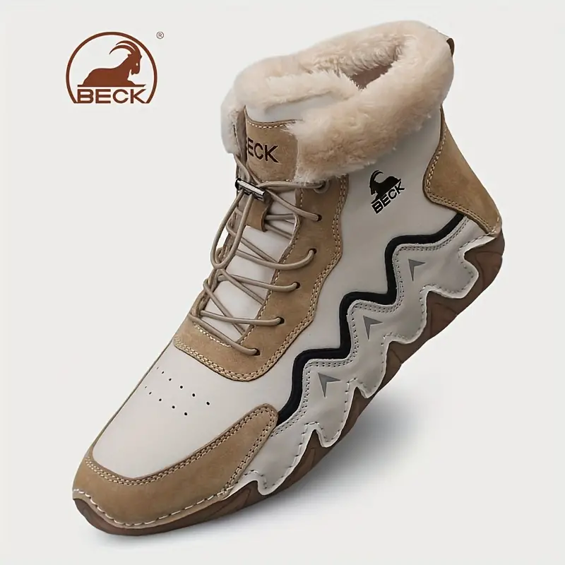 Mens No Tie Snow Boots Winter Thermal Shoes Windproof Slip Resistant Boots  With Fuzzy Lining - Men's Shoes - Temu