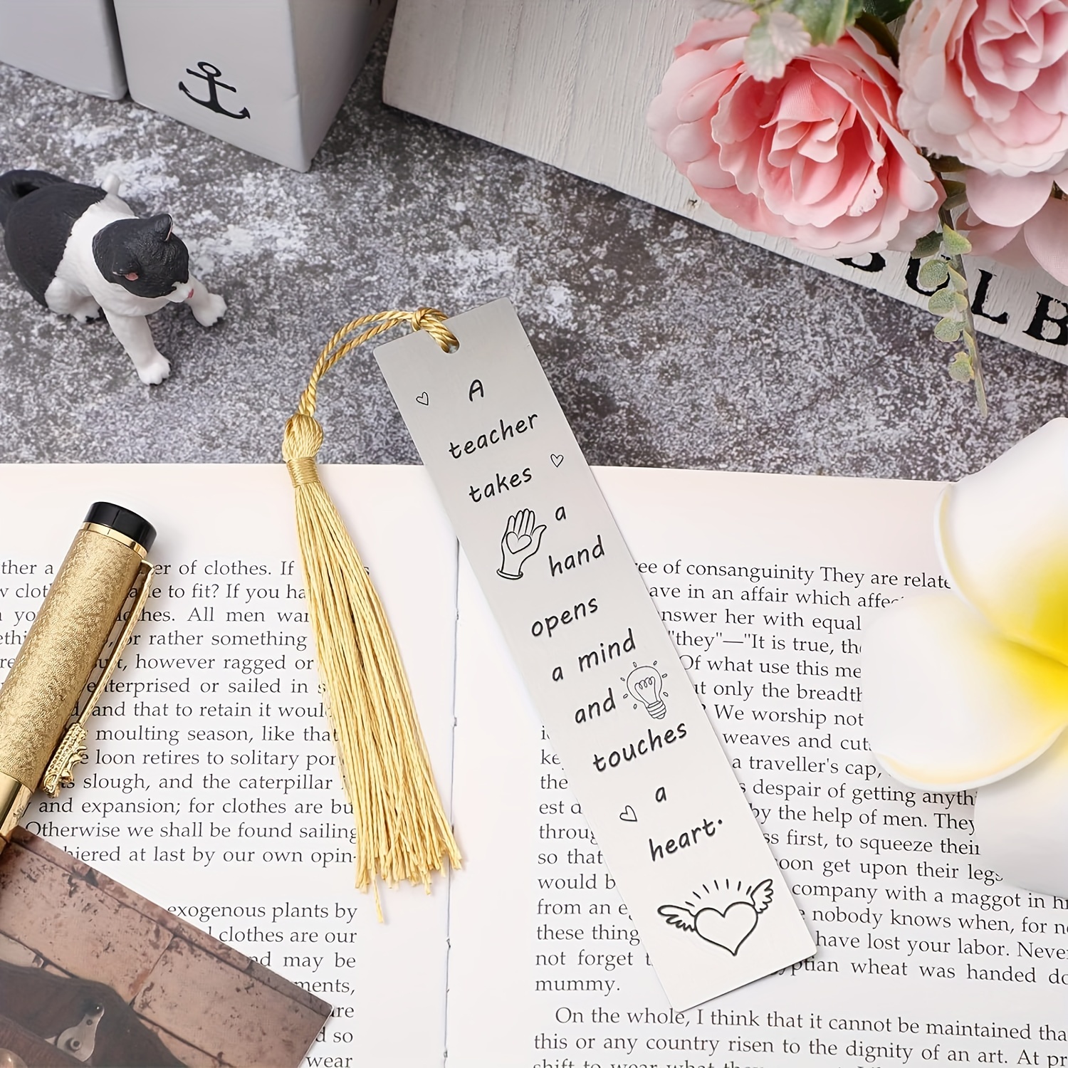 Marcadores de flores, regalo de amantes de los libros, marcador