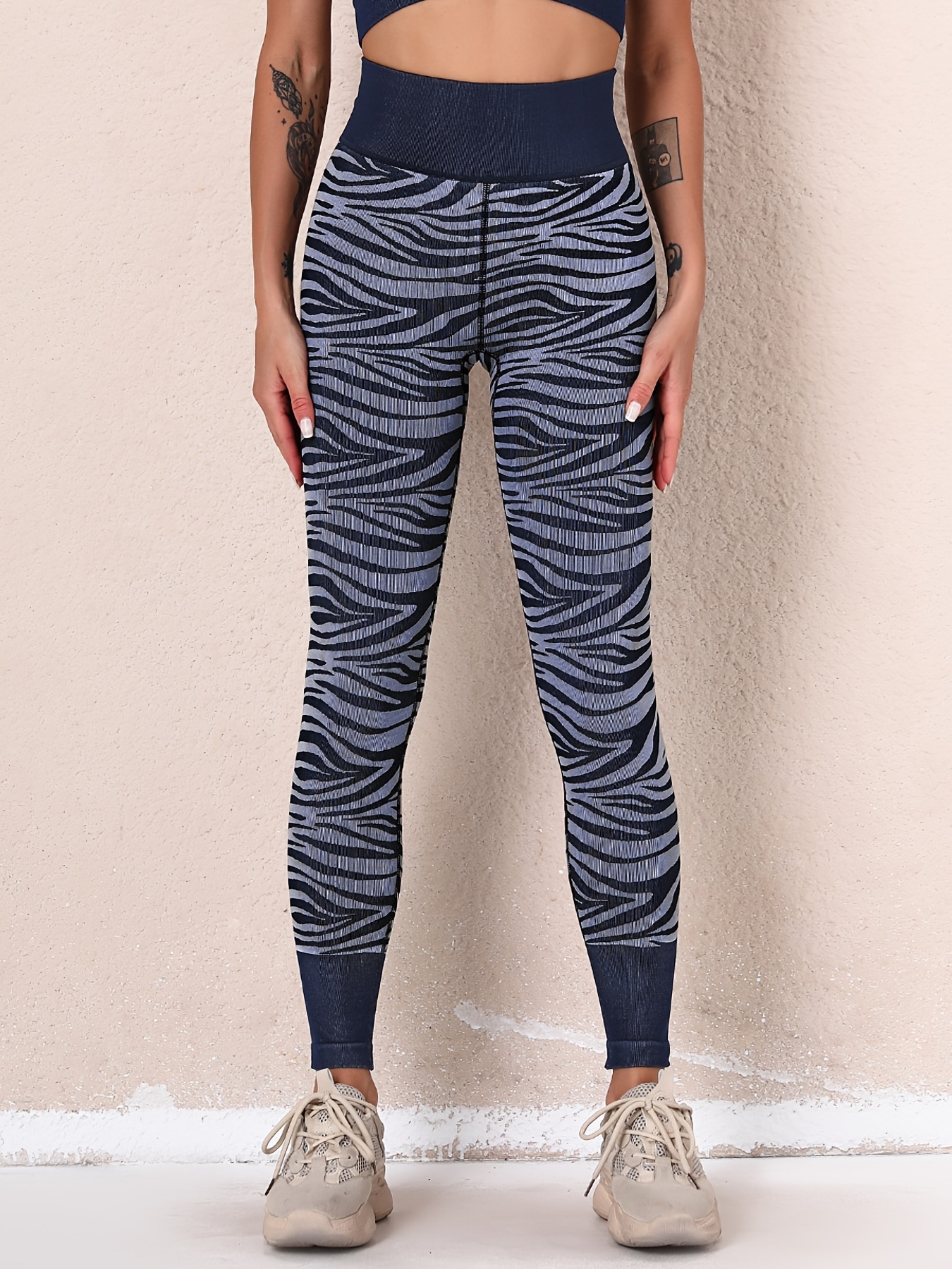 Zebra Pattern Fitness Tight Pants High Waist Sports Running - Temu United  Kingdom