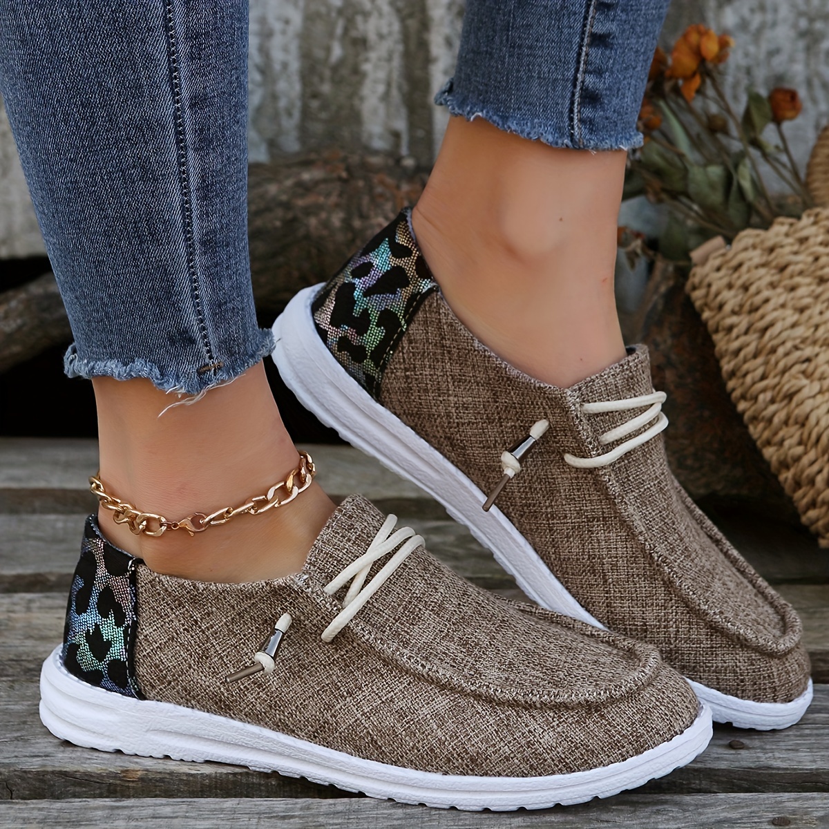 Women's Leopard Print Sneakers Casual Lace Up Outdoor - Temu