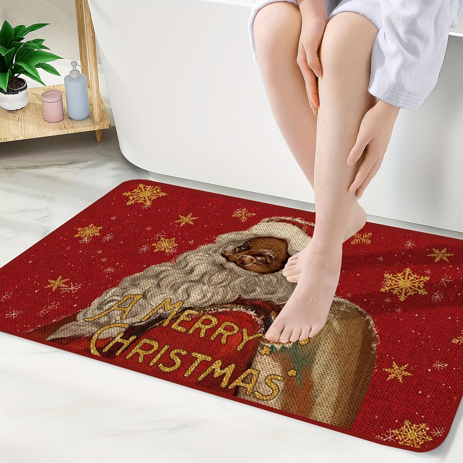 Chrismas Bedroom Entry Mat, Entry Floor Mat, Crystal Velvet