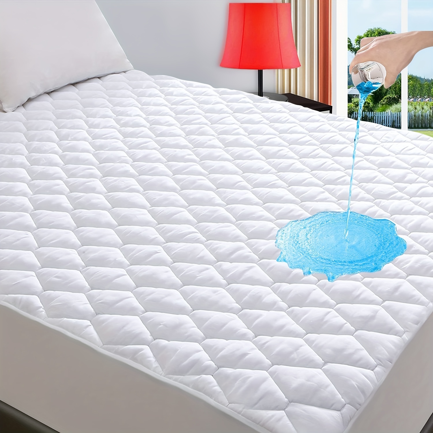 Protector de colchón impermeable tamaño Queen – Funda de colchón  refrescante de rayón de bambú, suave, transpirable, sin ruido, tela de aire  3D