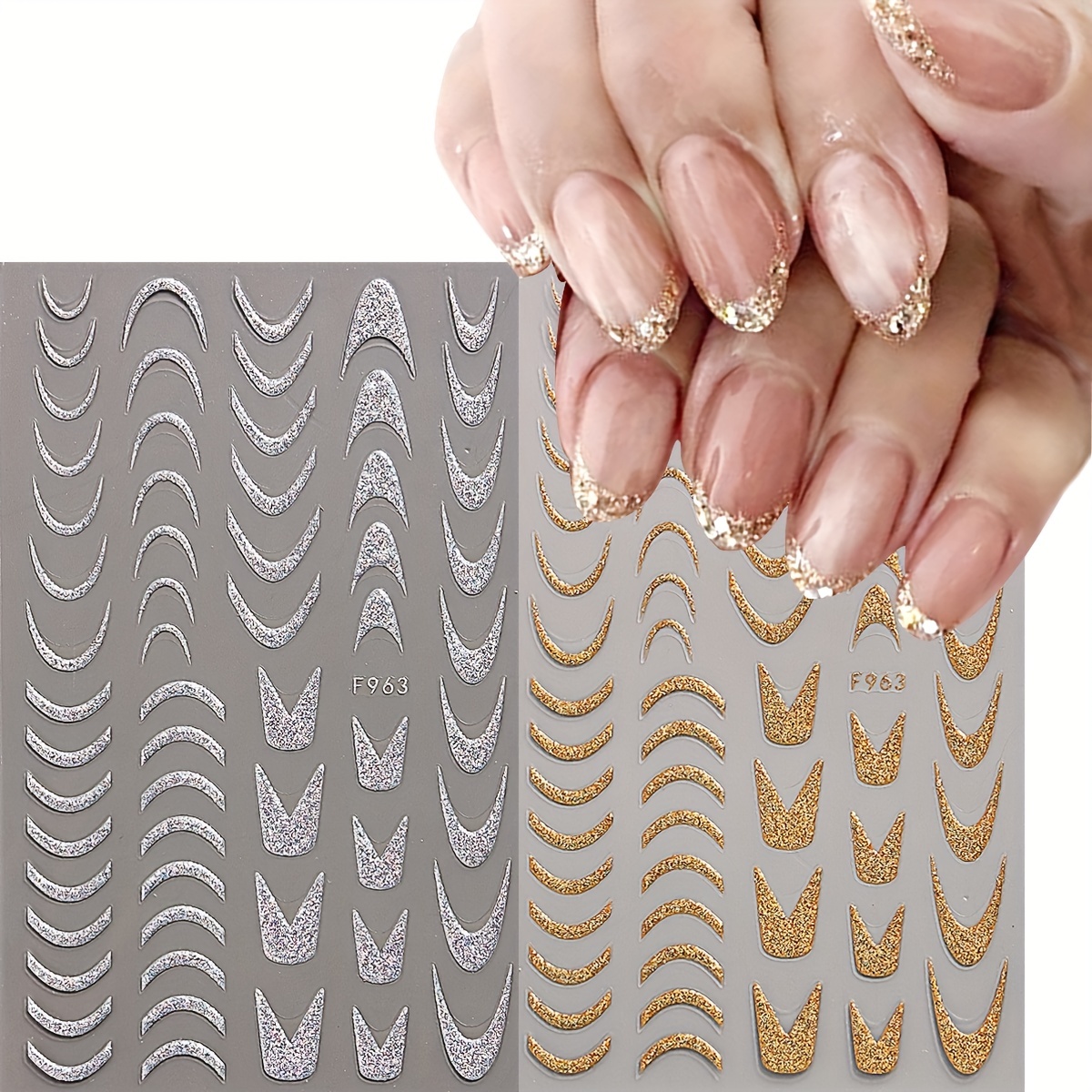 8 Bögen Gold-Nagelsticker Set – 3D Design Mit Blumen, Herzen & Sternen Für Kreative Nail Art
