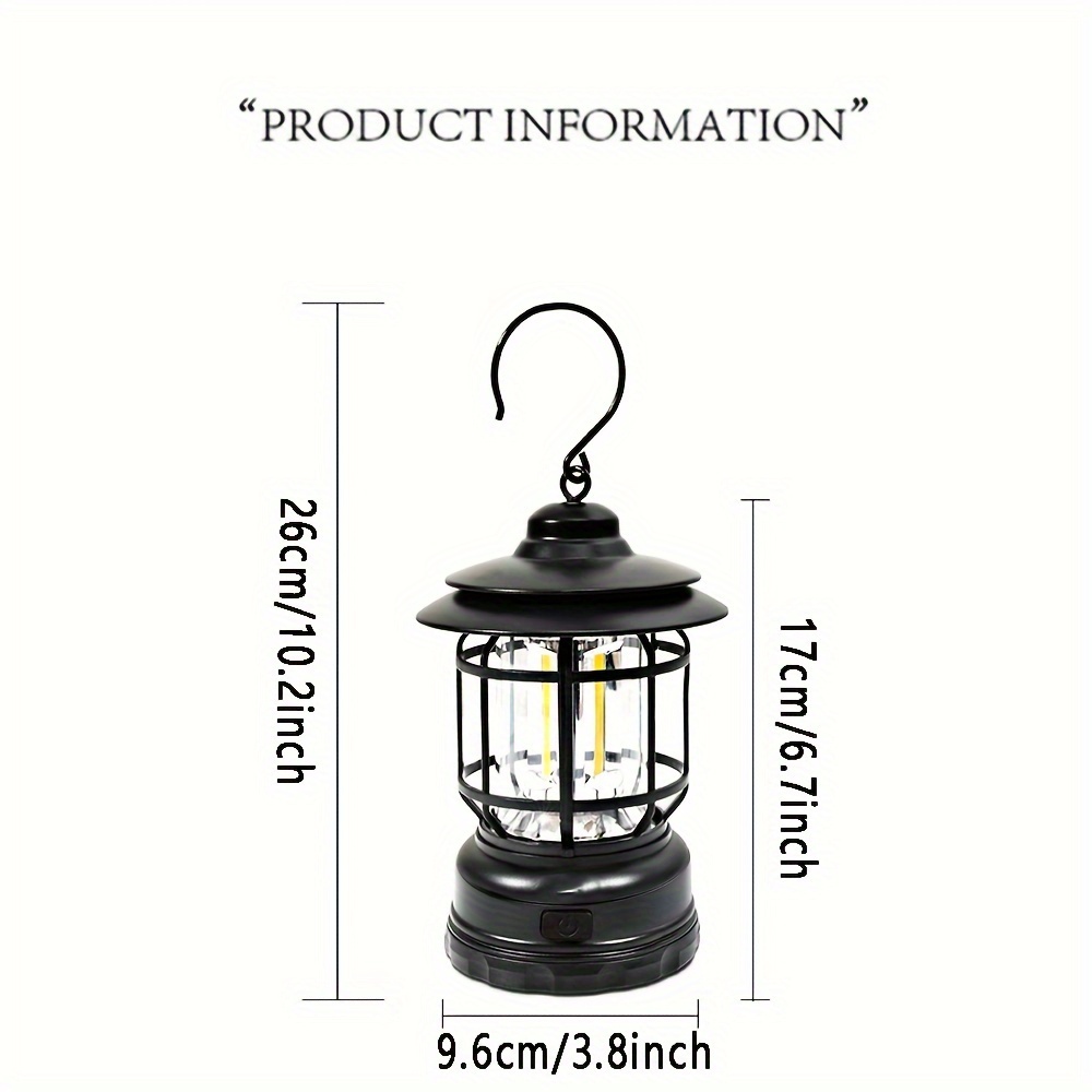 LED Camping Lantern,Rechargeable Retro Metal Camping Light,Battery Powered Hanging Outdoor Lamp ,ipx4 Waterproofoutdoor Portable Lights for Emergency