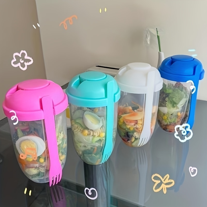 1pc Salad Cup With Spoon Keep Fit Salad Meal Shaker - Temu