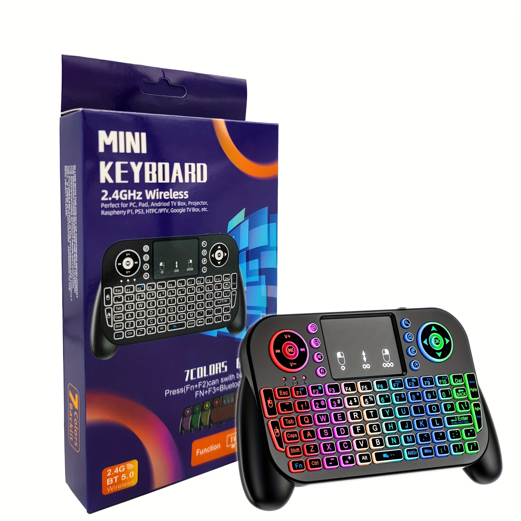 Mini clavier rétroéclairé 3mode avec pavé tactile et souris, mini