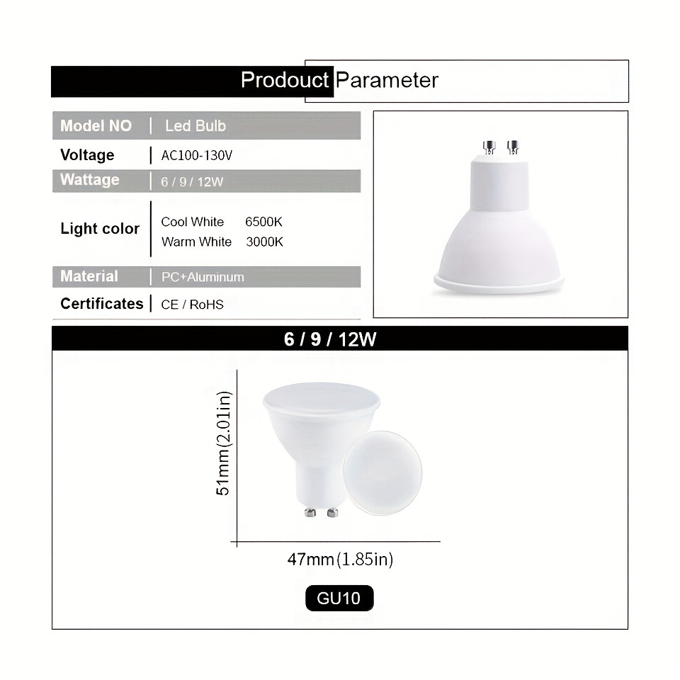 Lampe LED GU10 dimmable 6W 480 lm 4000K