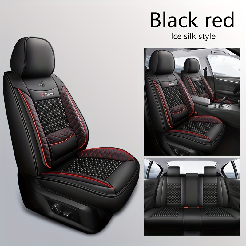 Car Seat Covers,Ice Silk Universal Car Seat Covers,Black Leather