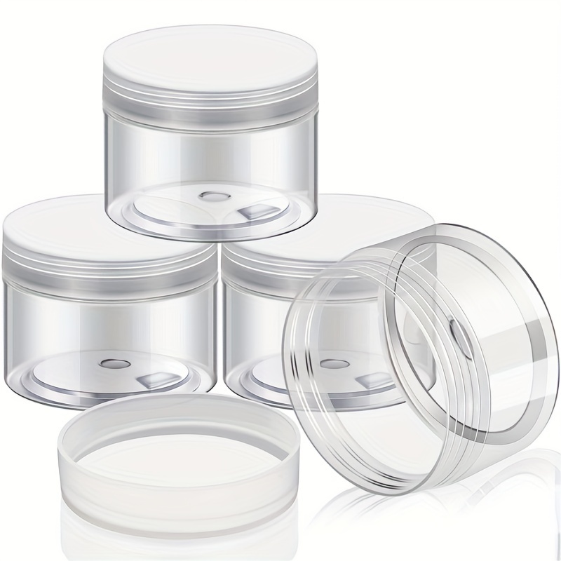 16 Pieces 60 ml/ 2 oz Round Clear Leak Proof Plastic Container Jars with  Lids Plastic Slime Jars Empty Slime Storage Containers Refillable Storage