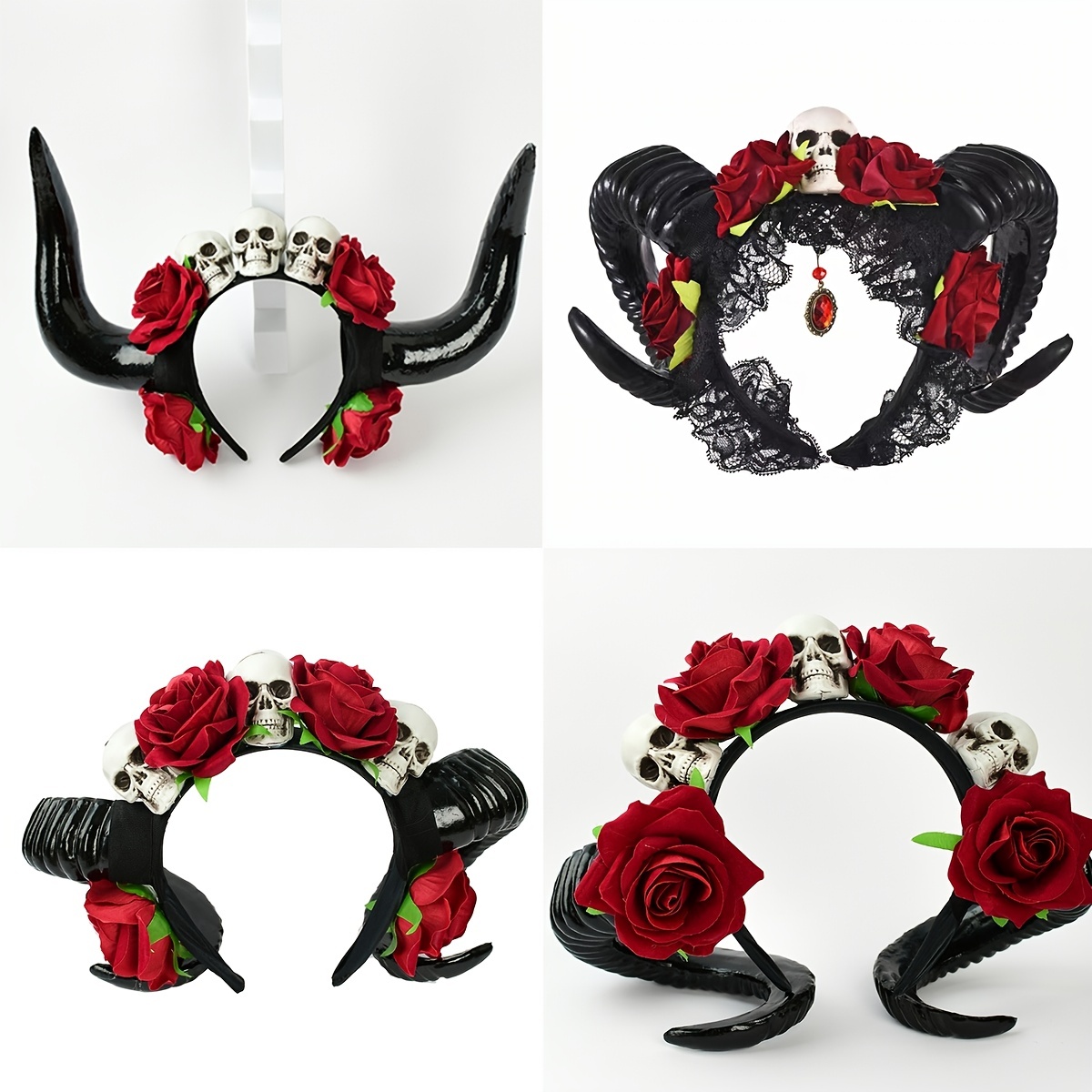 Schwarze Hörner mit Blumen - Kostüme & Zubehör Teufel Halloween-Kostüme &  Zubehör Erwachsene Halloween Produkte 