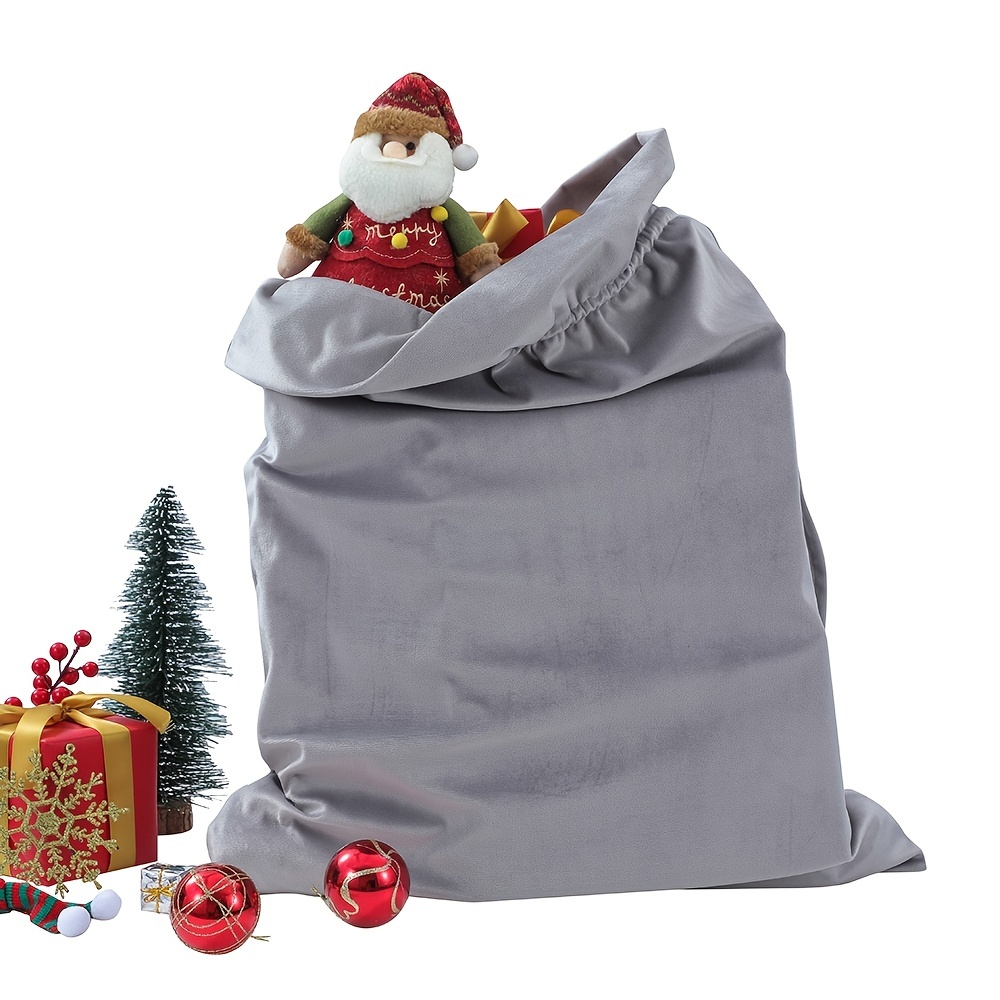 Christmas Red Velvet Santa Claus Bags With Drawstring Cord - Temu