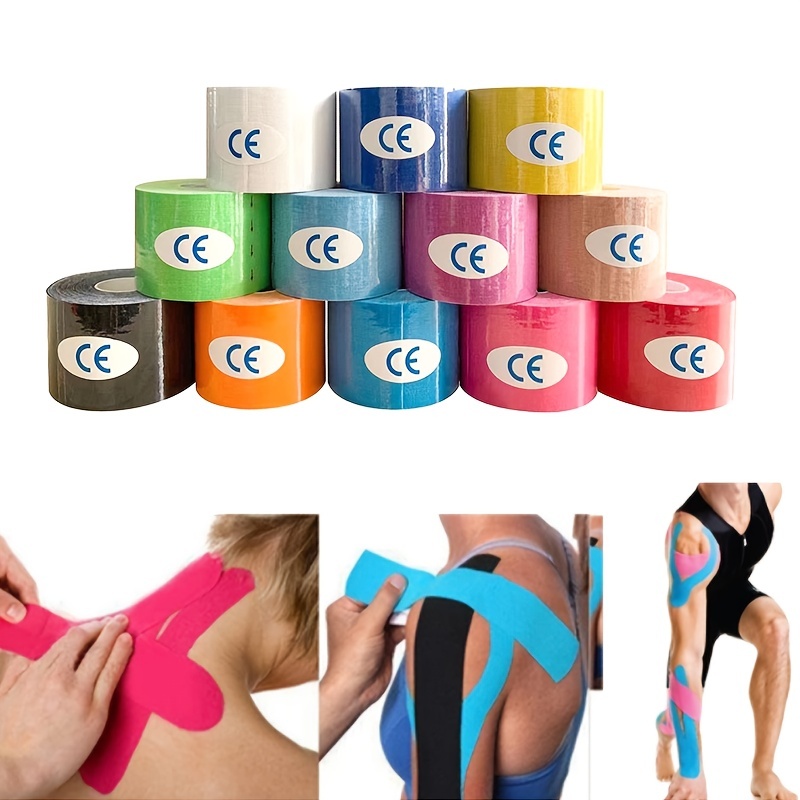 Cinta de kinesiología precortada, 3 rollos, cinta deportiva atlética para  músculos y articulaciones, cinta de terapia física para rodilla, tobillo