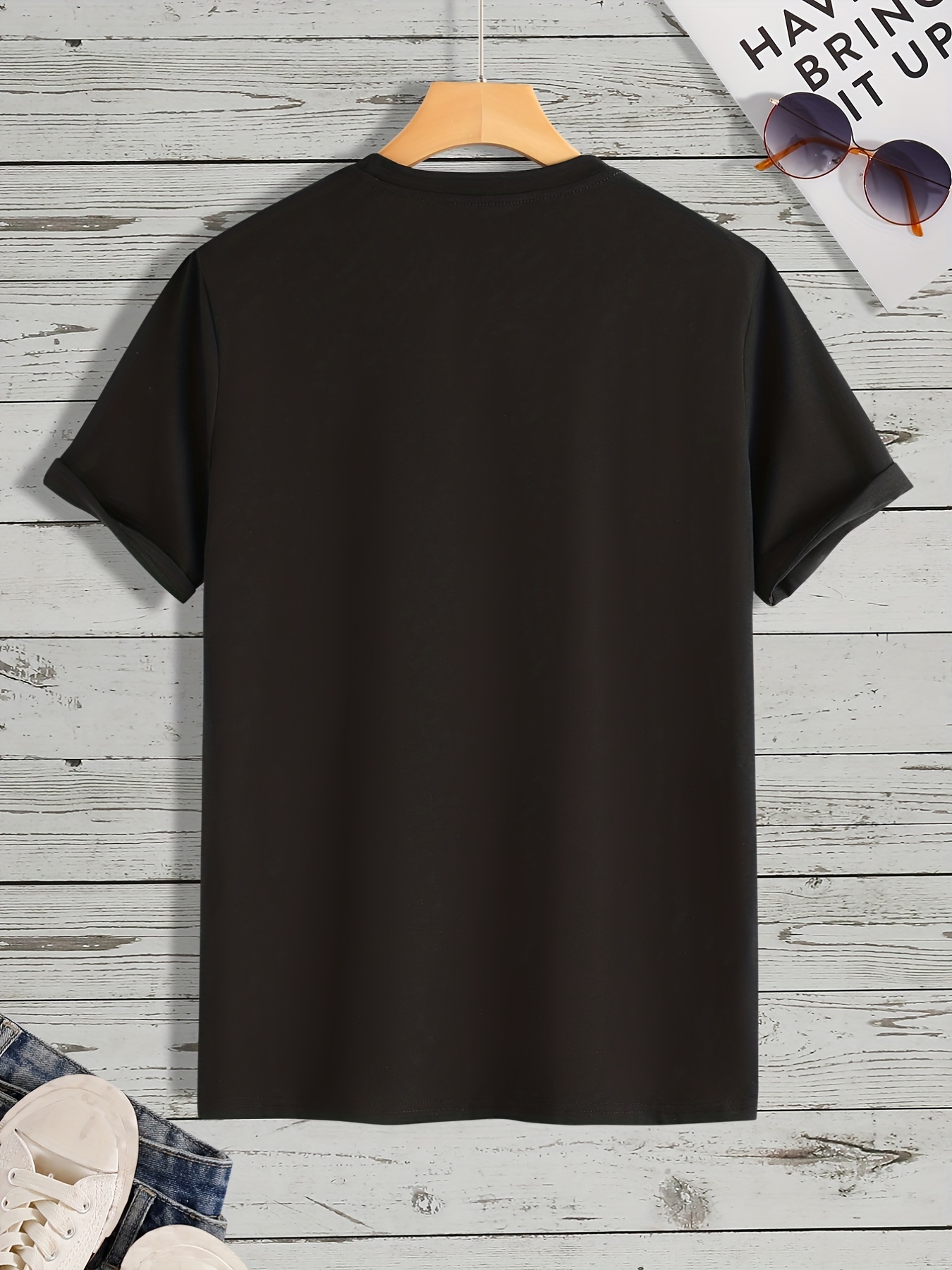 Men's Spade K Print Trendy T-shirt, Crew Neck Short Sleeve Tops, Graphic  Tee Men's Clothes Summer, Men's Outfits