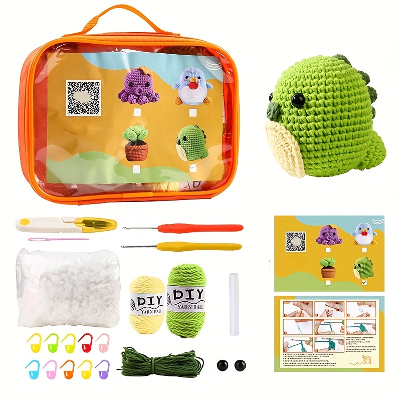 Beginner Crochet Kit Green Dinosaur Crochet Kit For Temu