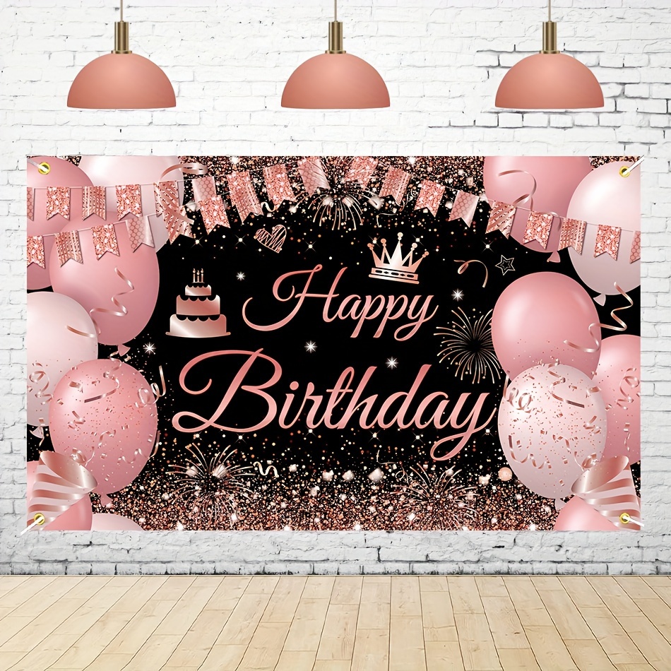 Cartel de fondo de 30 cumpleaños para ella, decoraciones de feliz  cumpleaños 30 para mujer, accesorios de fotos de cumpleaños de 30 años de  oro rosa