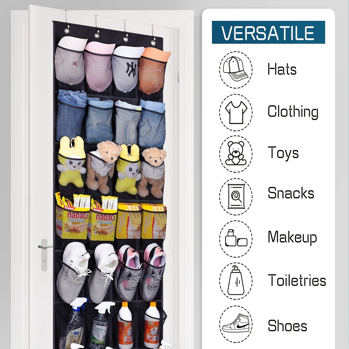 Hanging Shoe Rack Holder With 28 Extra Large Fabric Pockets For