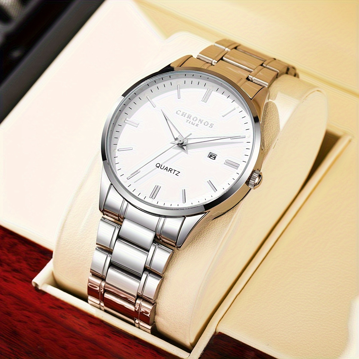 MASTOP Mannen Draaibare Bezel Blauwe Wijzerplaat Lichtgevend Horloge