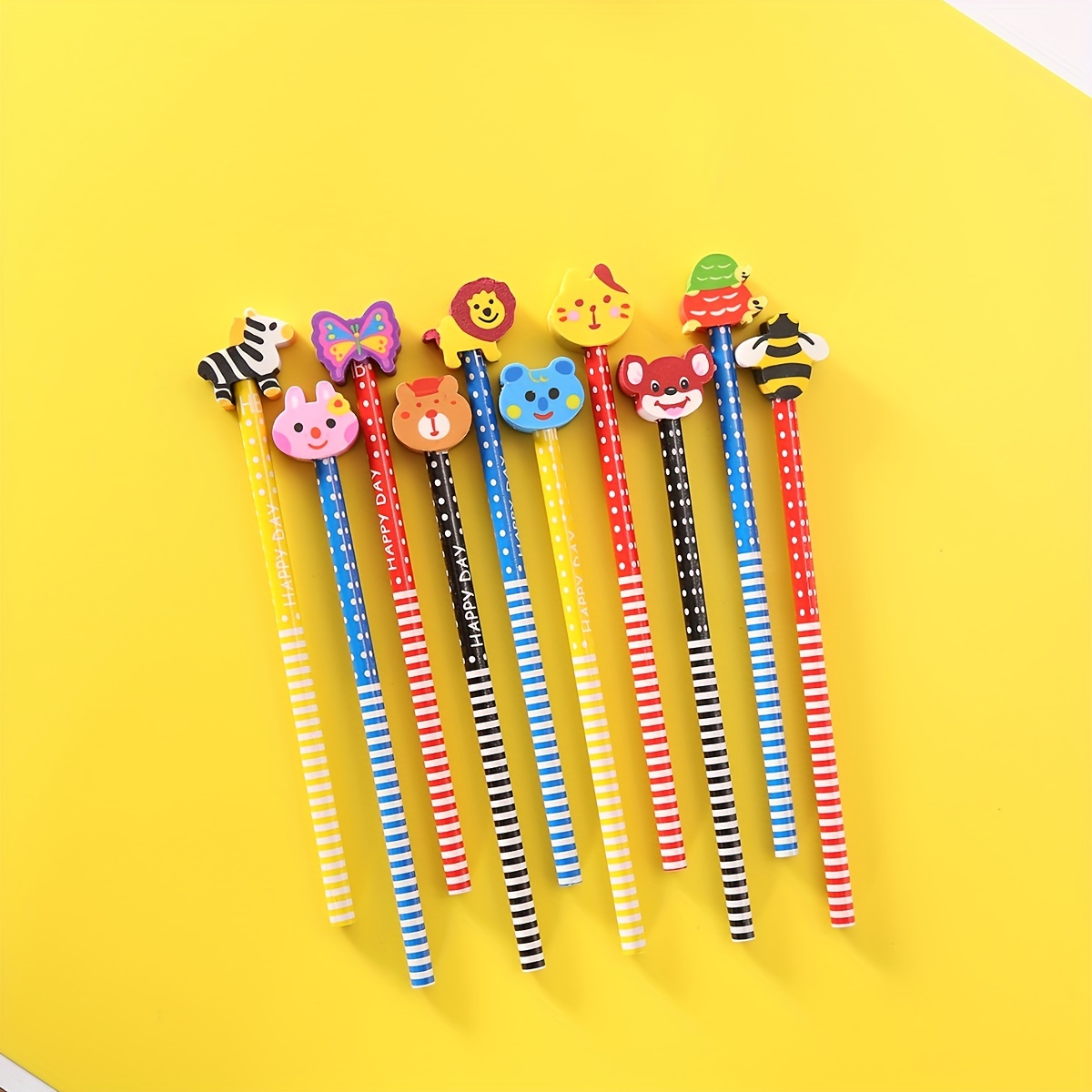 

10pcs Students Prizes Hb Pencil Students' Learning Supplies Gifts Creative Cute Cartoon With Eraser Classroom Reward Gifts